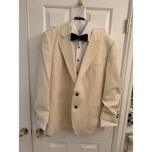 After Six Cream Tuxedo Jacket + Shirt, Bow Tie & Cummerbund Size 16